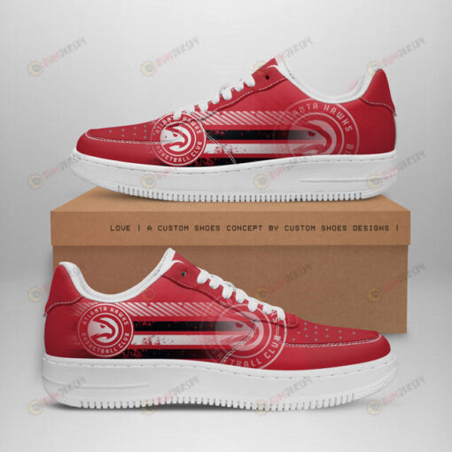 Atlanta Hawks Logo Pattern Air Force 1 Printed In Red