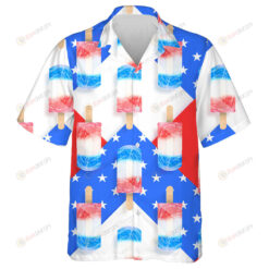 Attractive Blue White Red Ice Cream Popsicles American Flag Pattern Hawaiian Shirt