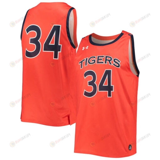 Auburn Tigers 34 Alternate Basketball Men Jersey - Orange