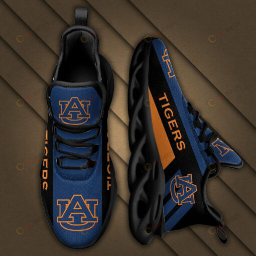 Auburn Tigers Logo Black Stripe Pattern 3D Max Soul Sneaker Shoes In Navy Blue