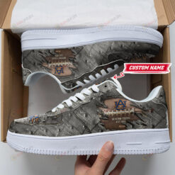 Auburn Tigers Logo Cracked Metal Pattern Custom Name Air Force 1 Printed