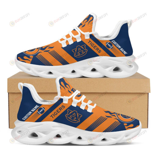 Auburn Tigers Logo Custom Name In Blue And Orange 3D Max Soul Sneaker Shoes