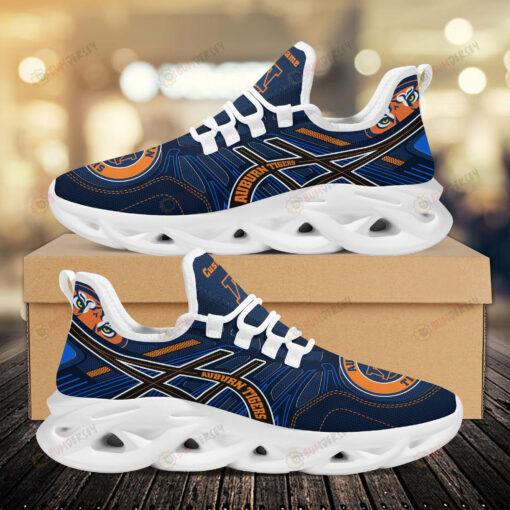 Auburn Tigers Logo Custom Name Pattern 3D Max Soul Sneaker Shoes In Blue