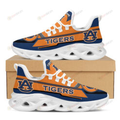 Auburn Tigers Logo Pattern Custom Name 3D Max Soul Sneaker Shoes In Blue Orange