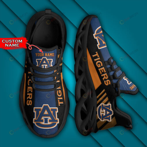 Auburn Tigers Logo Stripe Border Pattern Custom Name 3D Max Soul Sneaker Shoes