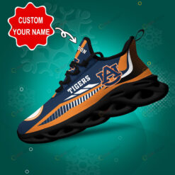 Auburn Tigers Logo Stripe Line Pattern Custom Name 3D Max Soul Sneaker Shoes