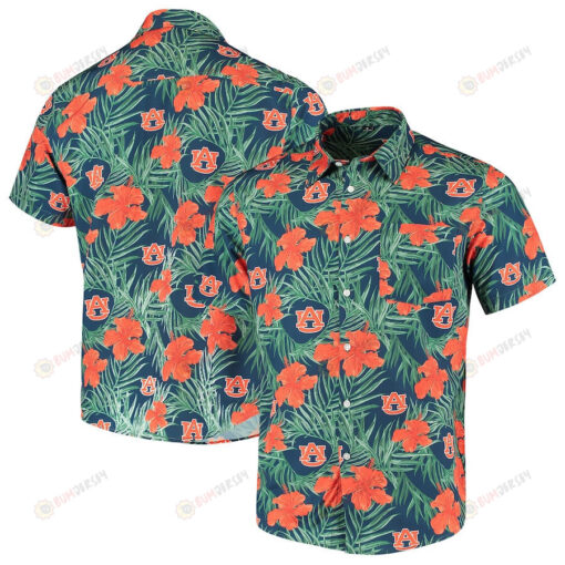 Auburn Tigers Navy Floral Button-Up Hawaiian Shirt