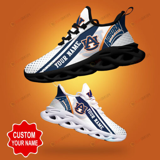 Auburn Tigers Shadow Logo Polka Dot Pattern Custom Name 3D Max Soul Sneaker Shoes