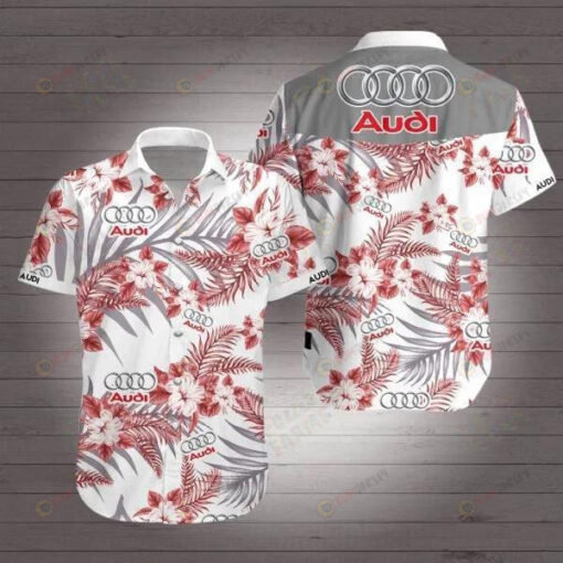 Audi Car Brand White Red Grey Curved Hawaiian Shirt