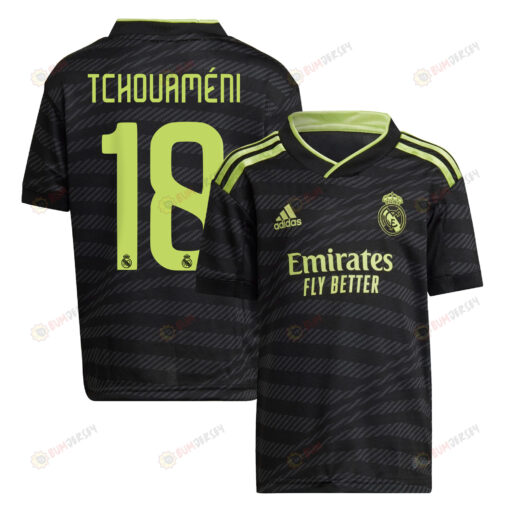 Aur?lien Tchouam?ni 18 Real Madrid 2022/23 Third Youth Jersey - Black