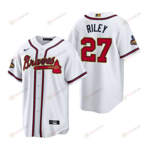 Austin Riley 27 Atlanta Braves White 2022-23 Gold Program Jersey