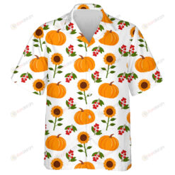 Autumn Symbols With Pumpkins Berries And Sunflowers Pattern Hawaiian Shirt