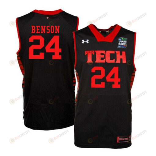 Avery Benson 24 Texas Tech Red Raiders Basketball Jersey Black