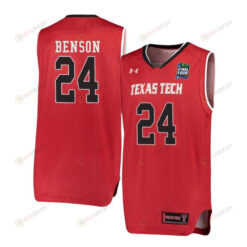Avery Benson 24 Texas Tech Red Raiders Basketball Men Jersey - Red