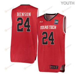Avery Benson 24 Texas Tech Red Raiders Basketball Youth Jersey - Red