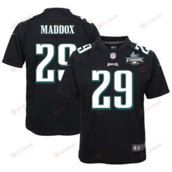 Avonte Maddox 29 Philadelphia Eagles Super Bowl LVII Champions 2 Stars Youth Jersey - Black