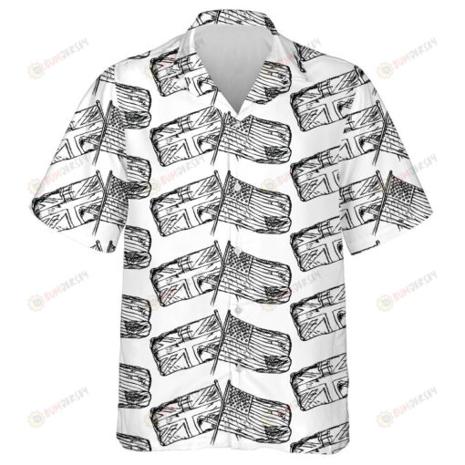 Awesome Sketch UK And USA Flags On White Background Hawaiian Shirt