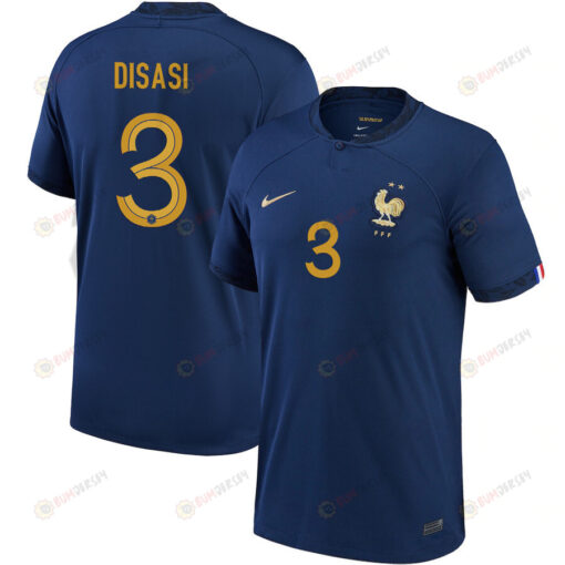 Axel Disasi 3 France National Team 2022-23 Home Men Jersey - Navy