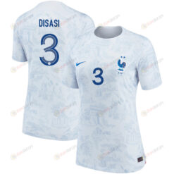 Axel Disasi 3 France National Team 2022-23 Qatar World Cup Away Women Jersey- White