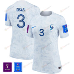 Axel Disasi 3 France National Team FIFA World Cup Qatar 2022 Patch Away Women Jersey