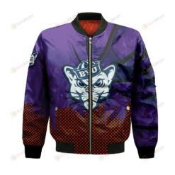 BYU Cougars Bomber Jacket 3D Printed Basketball Net Grunge Pattern