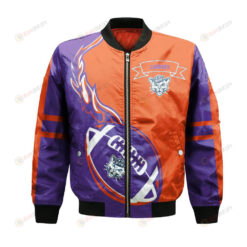 BYU Cougars Bomber Jacket 3D Printed Flame Ball Pattern