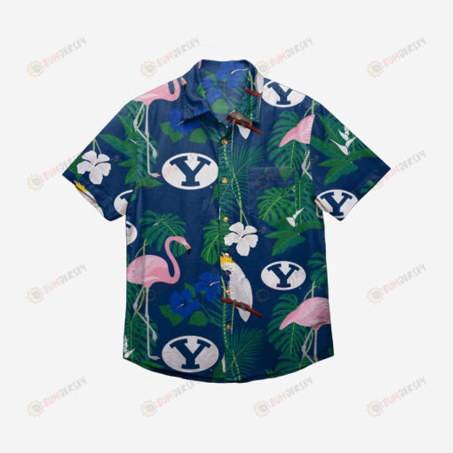 BYU Cougars Floral Button Up Hawaiian Shirt