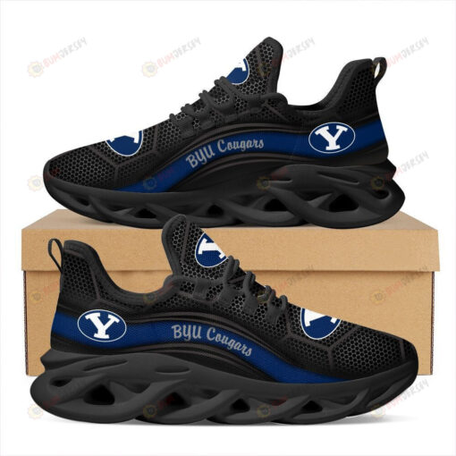 BYU Cougars Logo Curve Line Pattern 3D Max Soul Sneaker Shoes In Black