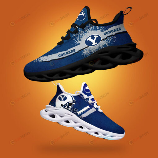 BYU Cougars Logo Helmet And Splatter Pattern 3D Max Soul Sneaker Shoes