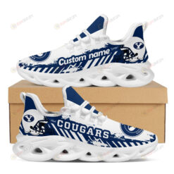 BYU Cougars Logo Helmet And Stripe Pattern Custom Name 3D Max Soul Sneaker Shoes