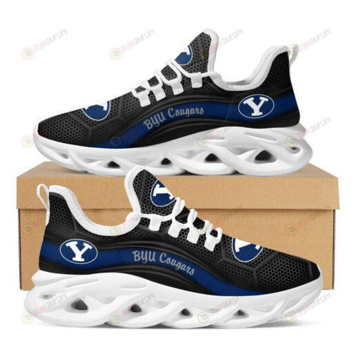 BYU Cougars Logo Pattern Custom Name 3D Max Soul Sneaker Shoes In Black