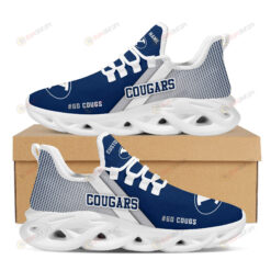 BYU Cougars Logo Pattern Custom Name 3D Max Soul Sneaker Shoes In Blue And Gray