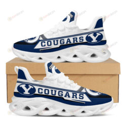 BYU Cougars Logo Pattern Custom Name 3D Max Soul Sneaker Shoes In Blue White