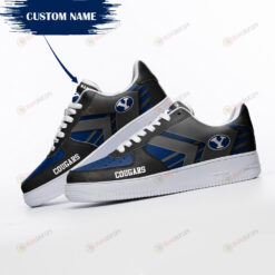 BYU Cougars Logo Pattern Custom Name Air Force 1 Printed In Black Blue