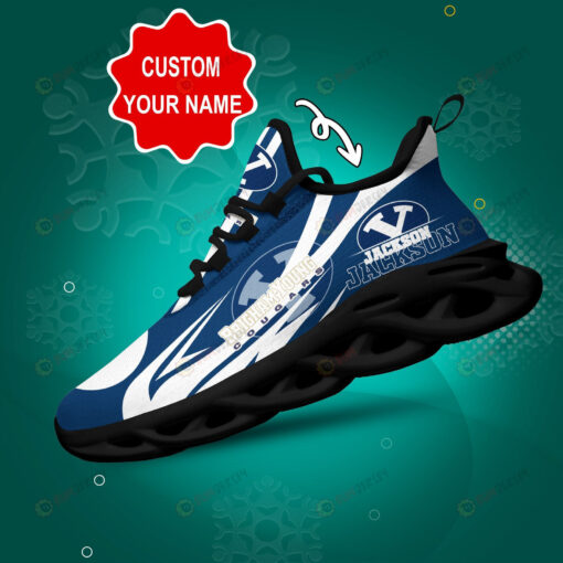 BYU Cougars Logo White Pattern Blue Custom Name 3D Max Soul Sneaker Shoes