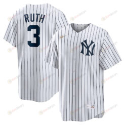 Babe Ruth 3 New York Yankees Home Cooperstown Collection Player Jersey - White