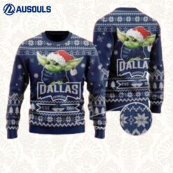Baby Yoda Grogu Dallas Cowboys Snowflake Pattern Ugly Sweaters For Men Women Unisex