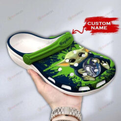Baby Yoda Seattle Seahawks Custom Name Crocs Crocband Clog Comfortable Water Shoes - AOP Clog