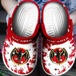 Bacardi Rum Logo Pattern Crocs Classic Clogs Shoes In Red & White - AOP Clog