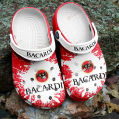 Bacardi Rum Logo Splatter Pattern Crocs Classic Clogs Shoes In Red White - AOP Clog