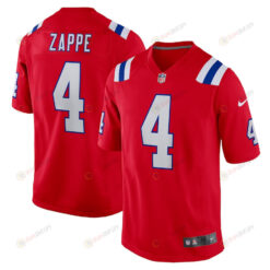 Bailey Zappe 4 New England Patriots Alternate Game Player Jersey - Red