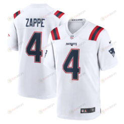 Bailey Zappe 4 New England Patriots Game Player Jersey - White