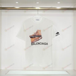 Balenciaga Lettering With Shoes Design Basic Cotton T-Shirt - White