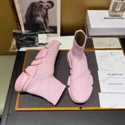 Balenciaga Speed 2.0 Recycled Knit Allover Logo In Pink Shoes Sneakers