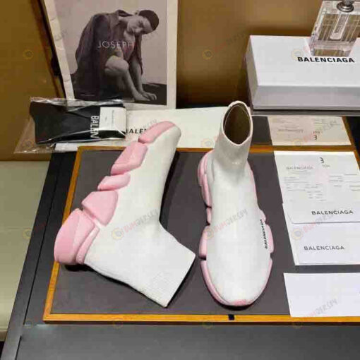 Balenciaga Speed 2.0 Recycled Knit In Pink/White Shoes Sneakers