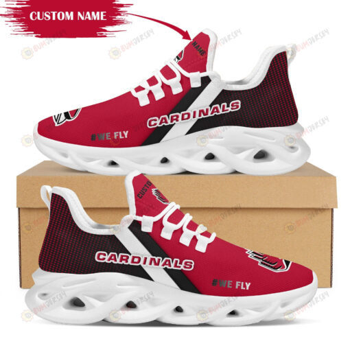 Ball State Cardinals Logo Custom Name Pattern 3D Max Soul Sneaker Shoes In Red And Black