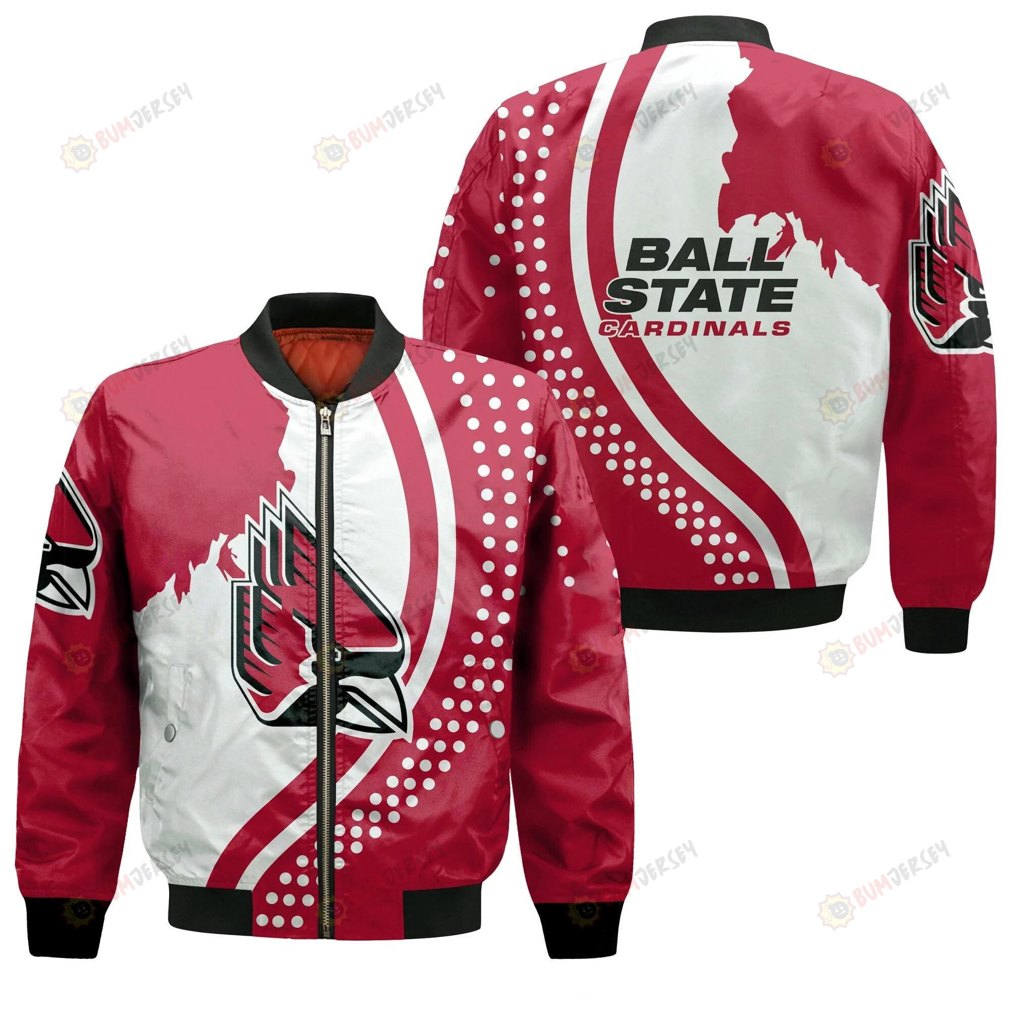 Ball State Cardinals - USA Map Bomber Jacket 3D Printed