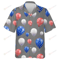 Balloons Fireworks Confetti Ribbon USA Freedom Background Hawaiian Shirt