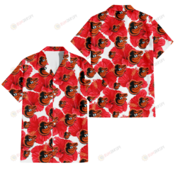 Baltimore Orioles Big Red Hibiscus White Background 3D Hawaiian Shirt