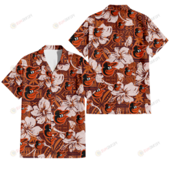 Baltimore Orioles Bisque Hibiscus Brown Pattern 3D Hawaiian Shirt